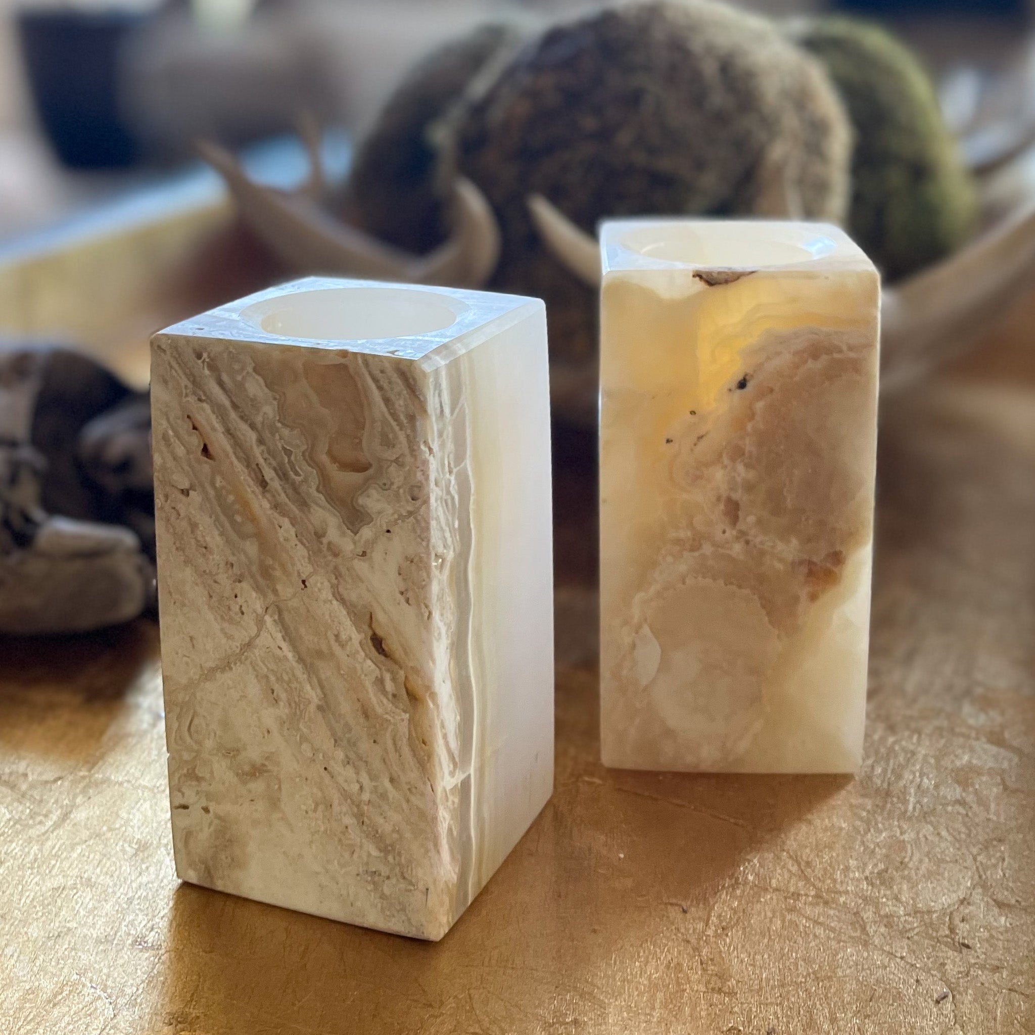 Onyx Candle Holders, Stone Candle Holders