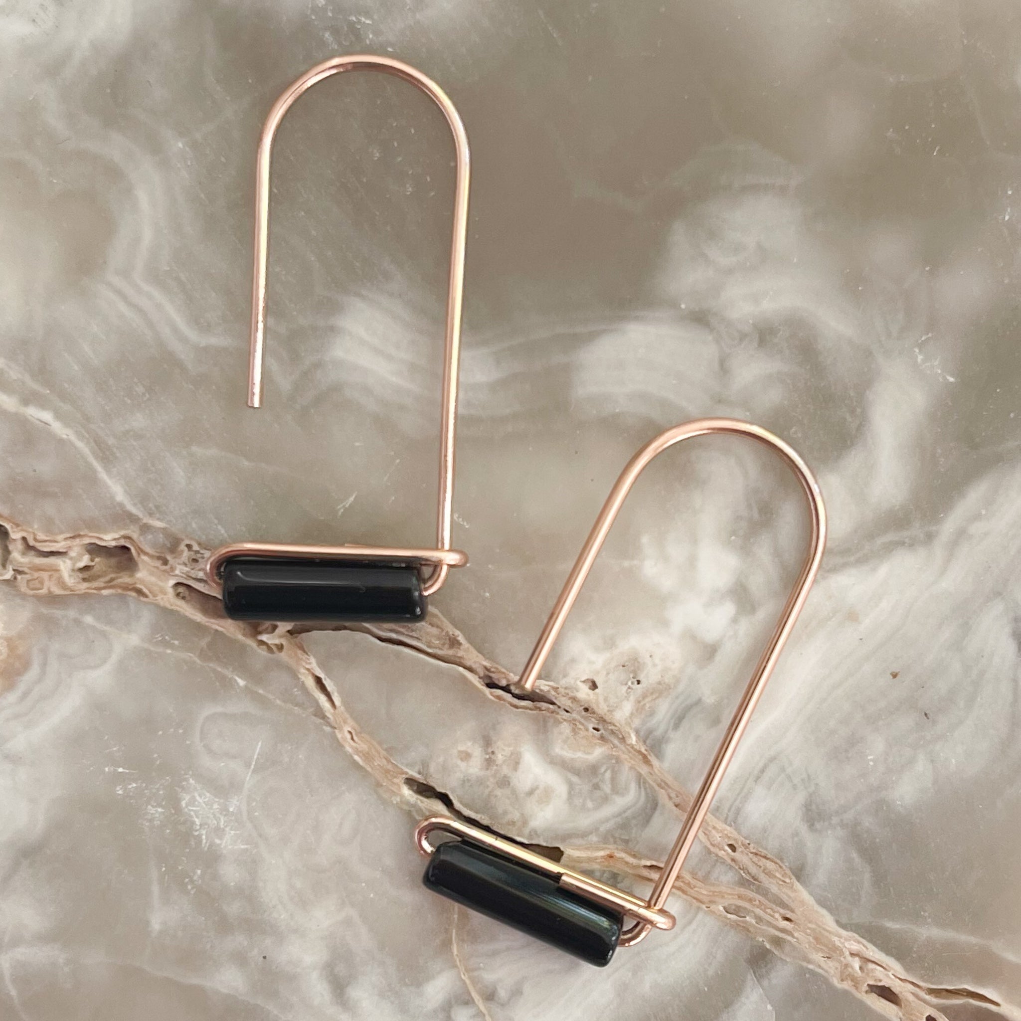 Gold Onyx Earrings, Minimalist Earrings, Handmade Onyx Earrings