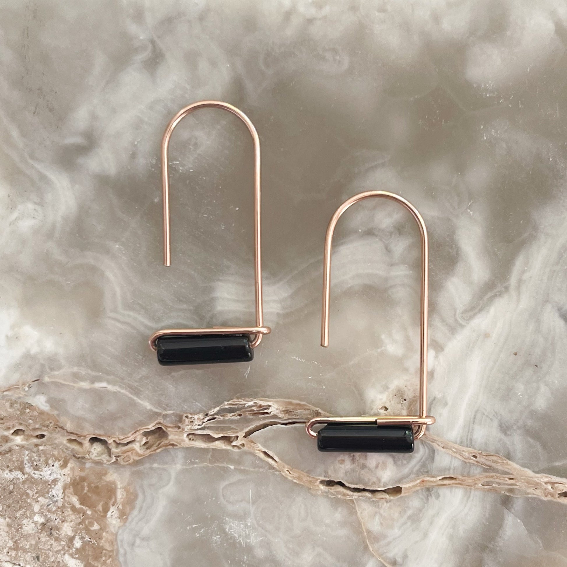 Modenr Onyx Earrings, Modern Gemstone Earrings