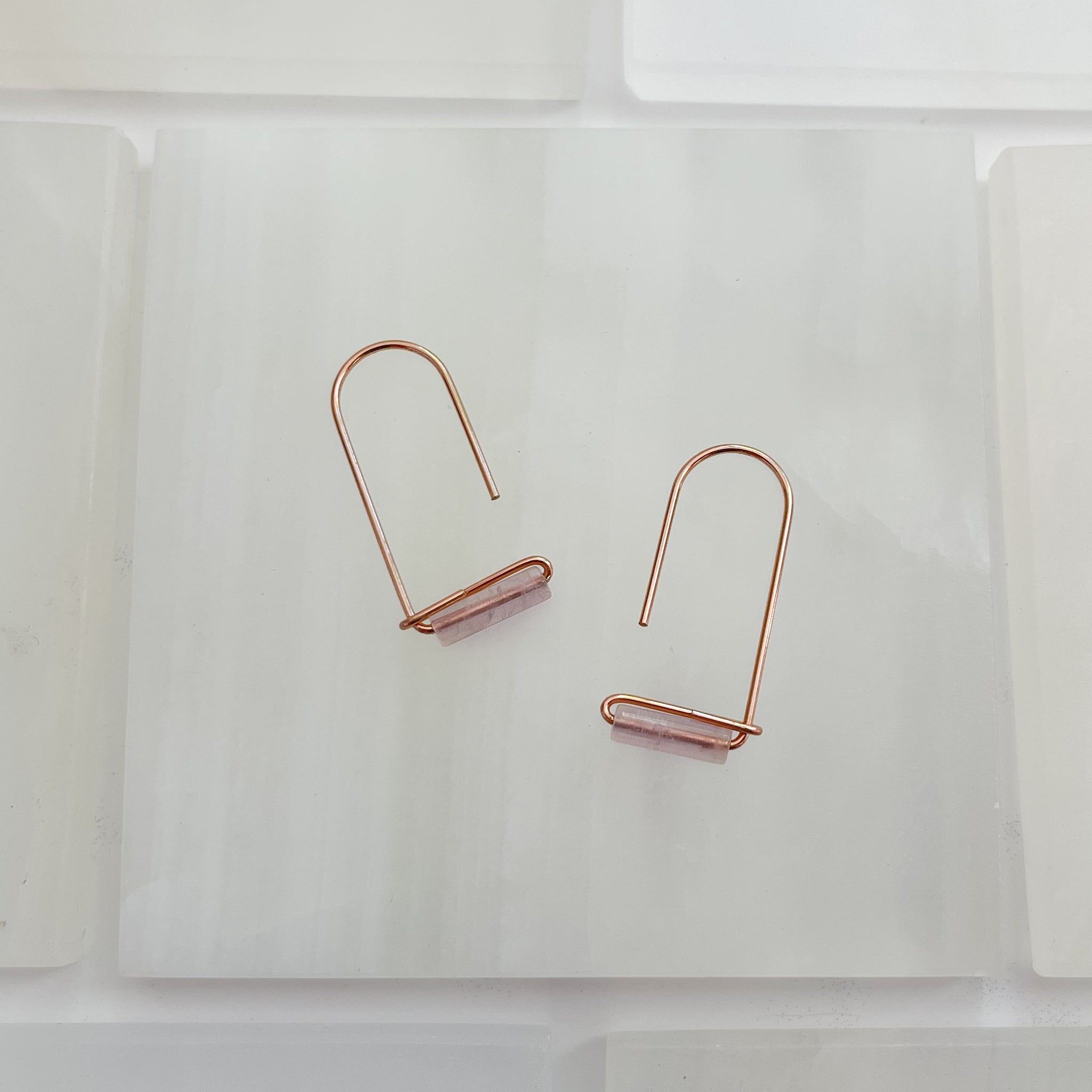 Rose Quartz Drop Earrings - Rare Earth Mercantile