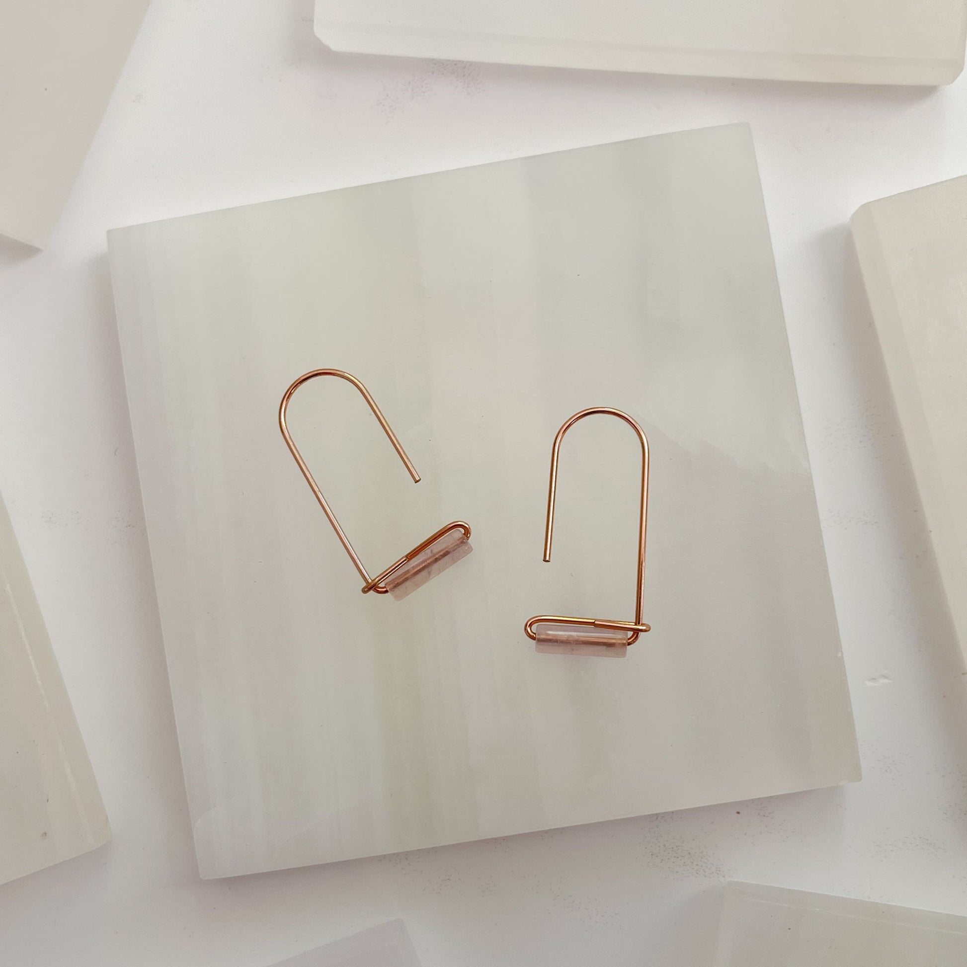 Rose Quartz Drop Earrings - Rare Earth Mercantile