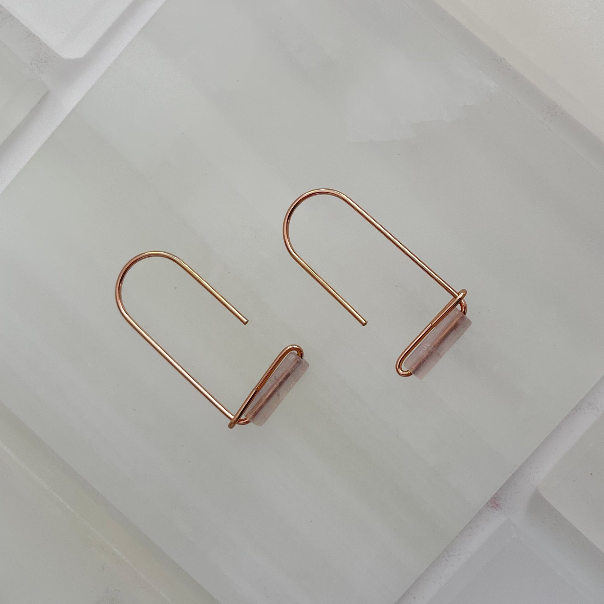 Rose Quartz Drop Earrings - Rare Earth Mercantile