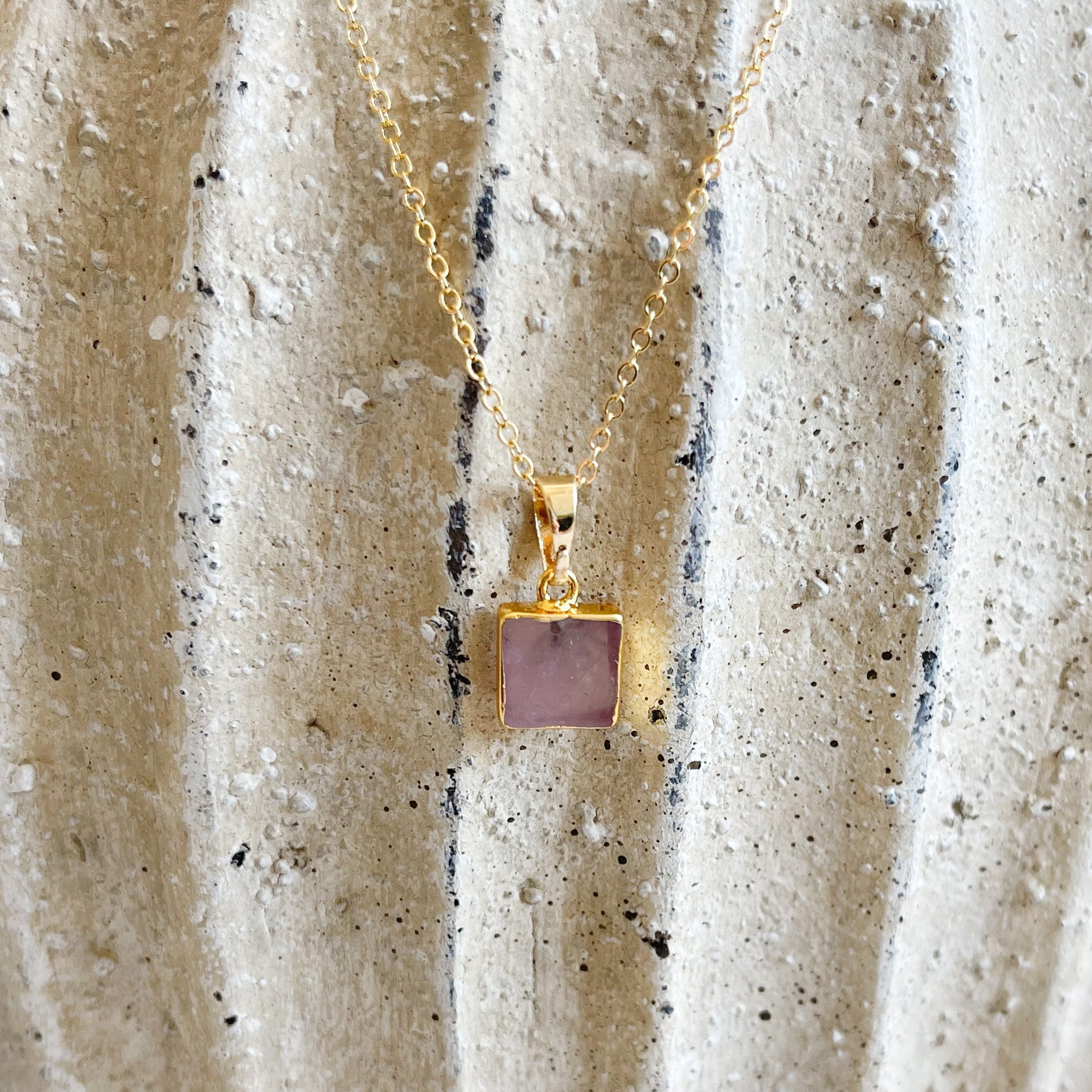 pink crystal neckalce, rose quartz gemstone necklace