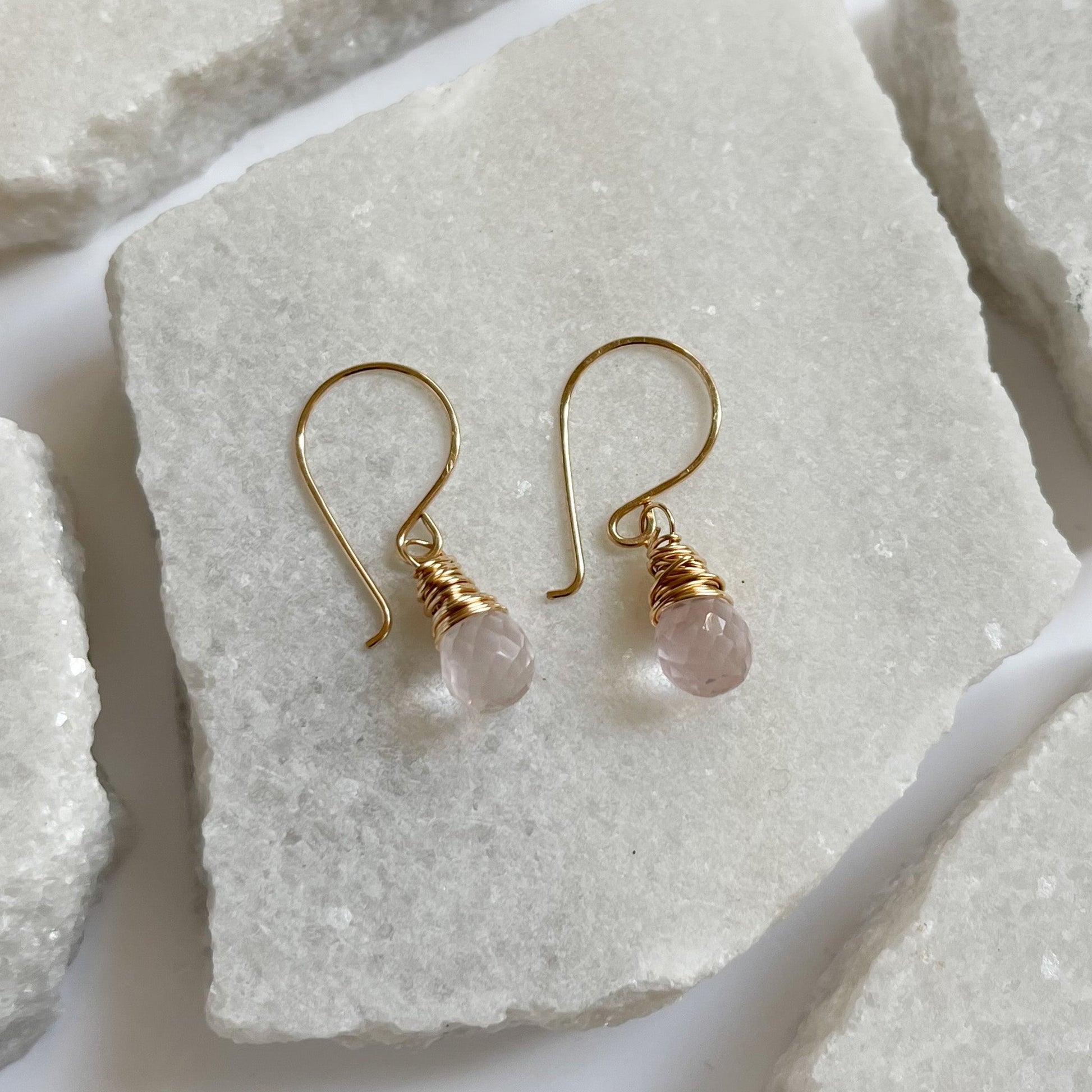 Sweetcakes earrings with natural rose quartz