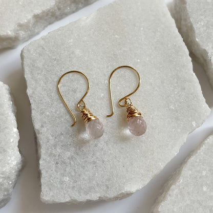 Sweetcakes earrings with natural rose quartz