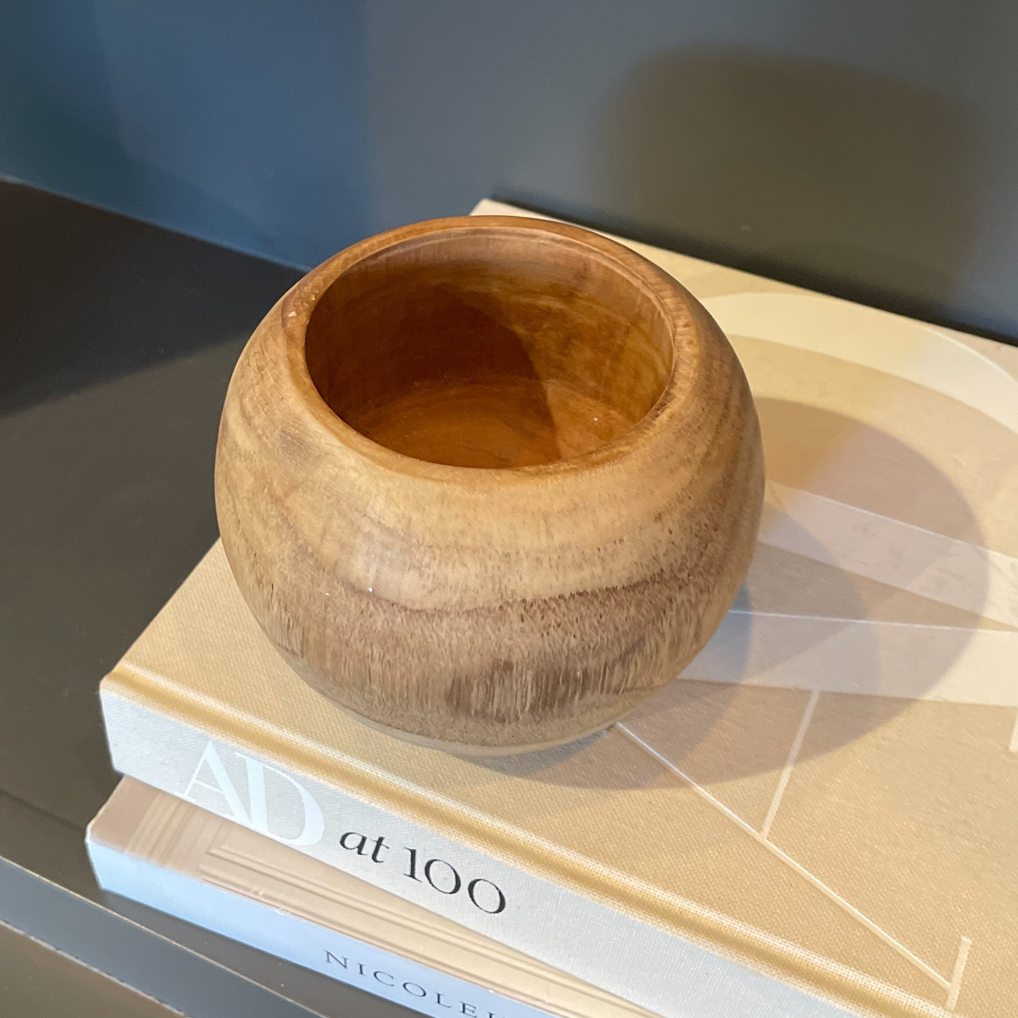 Round Teak Wood Vase - Rare Earth Mercantile