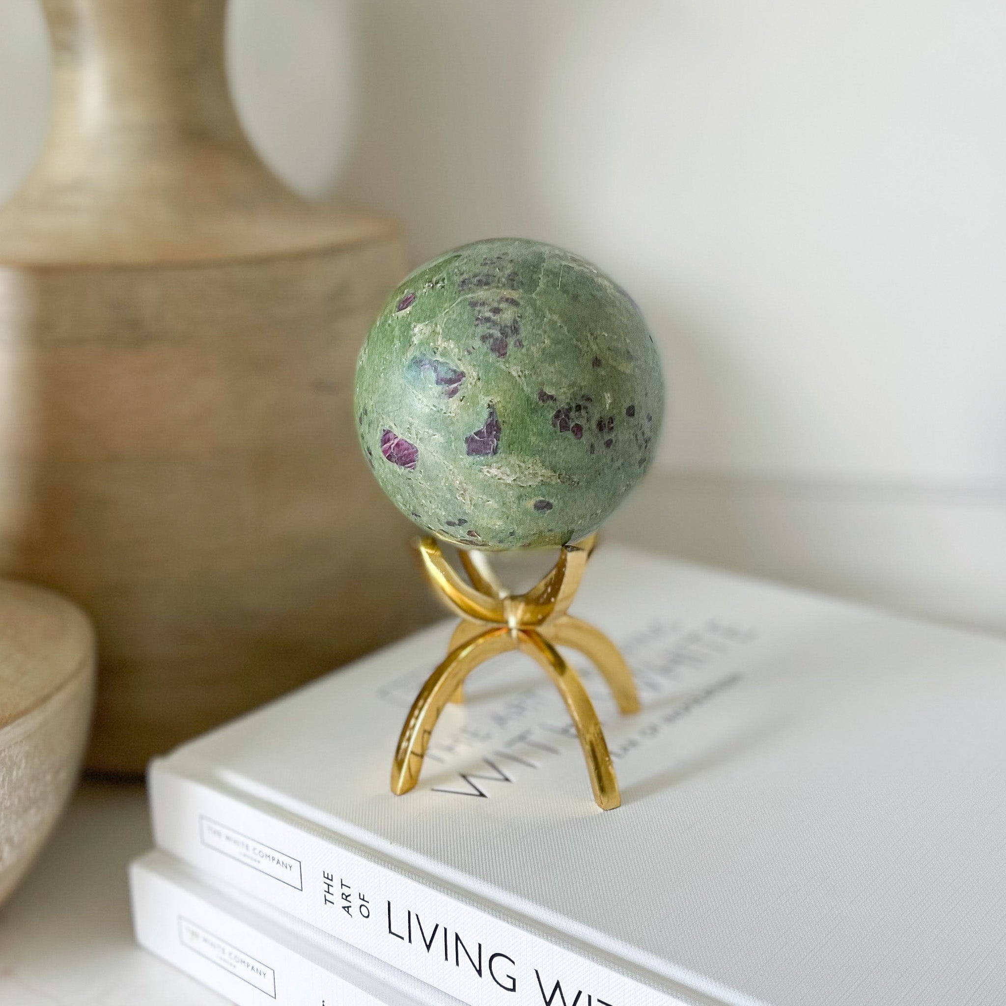 green crystal ball, natural home accents
