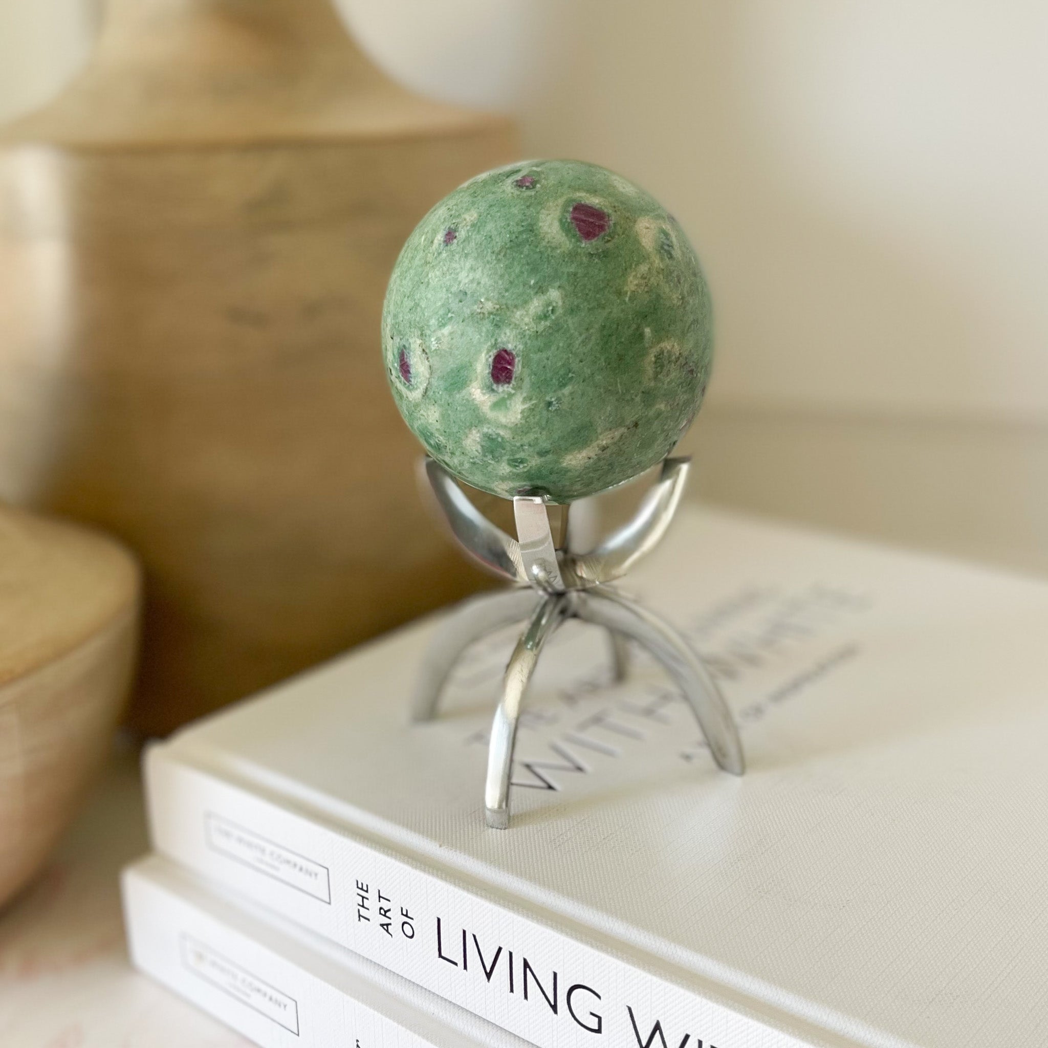 ruby fuchsite orb, natural home accents