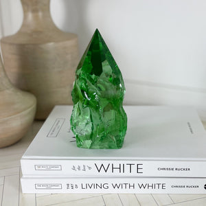 rustic green glass point, green glass home decor