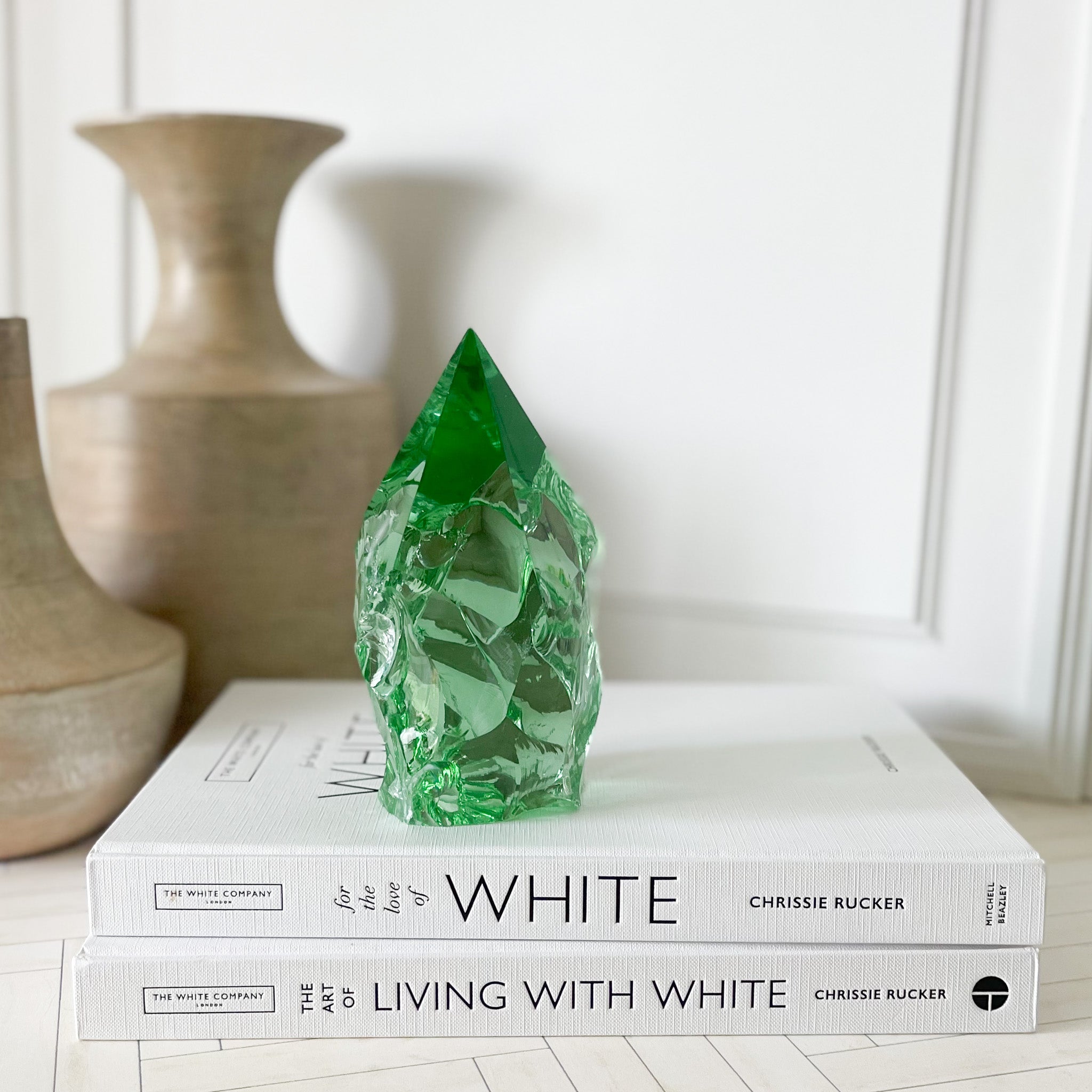 Rustic Green Glass Point, Green Glass Statue