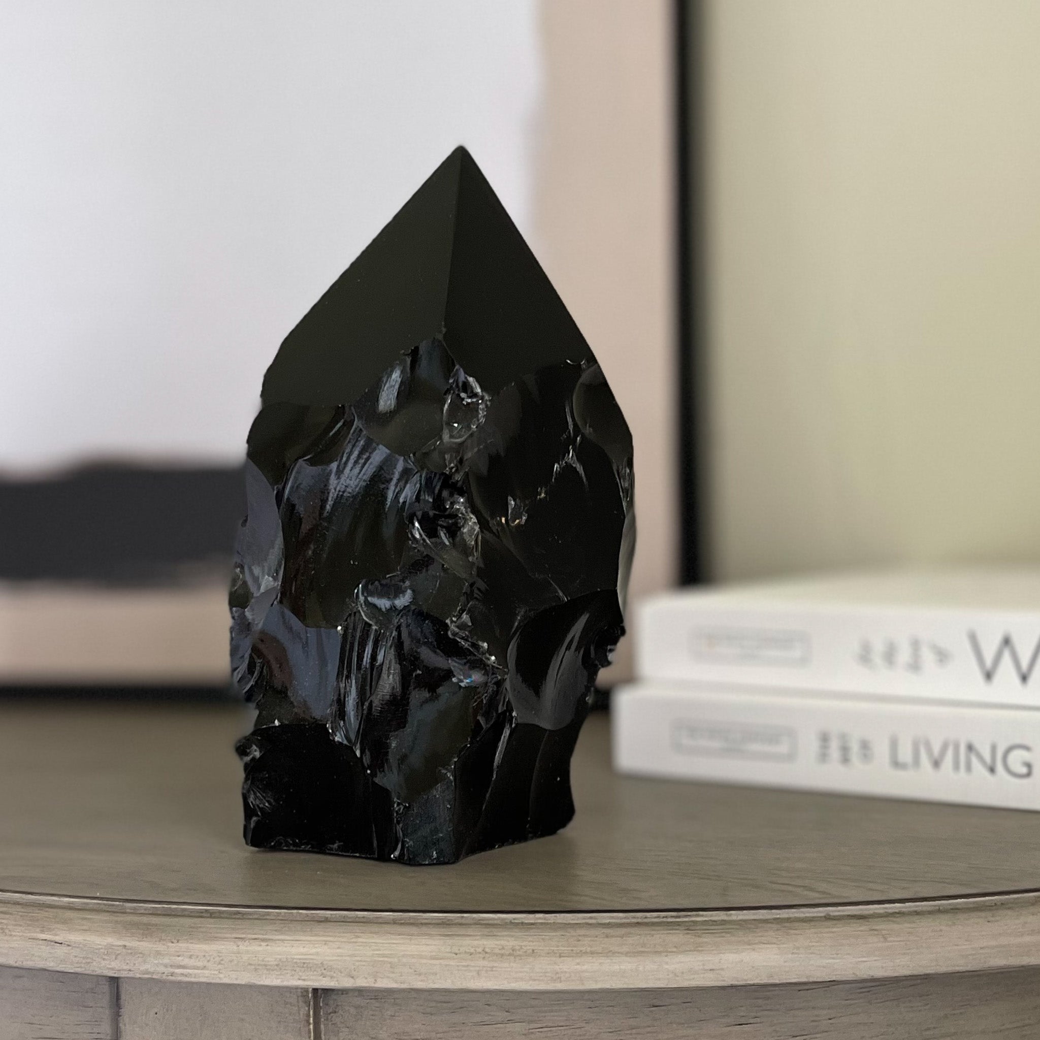 volcanic glass, rustic obsidian point