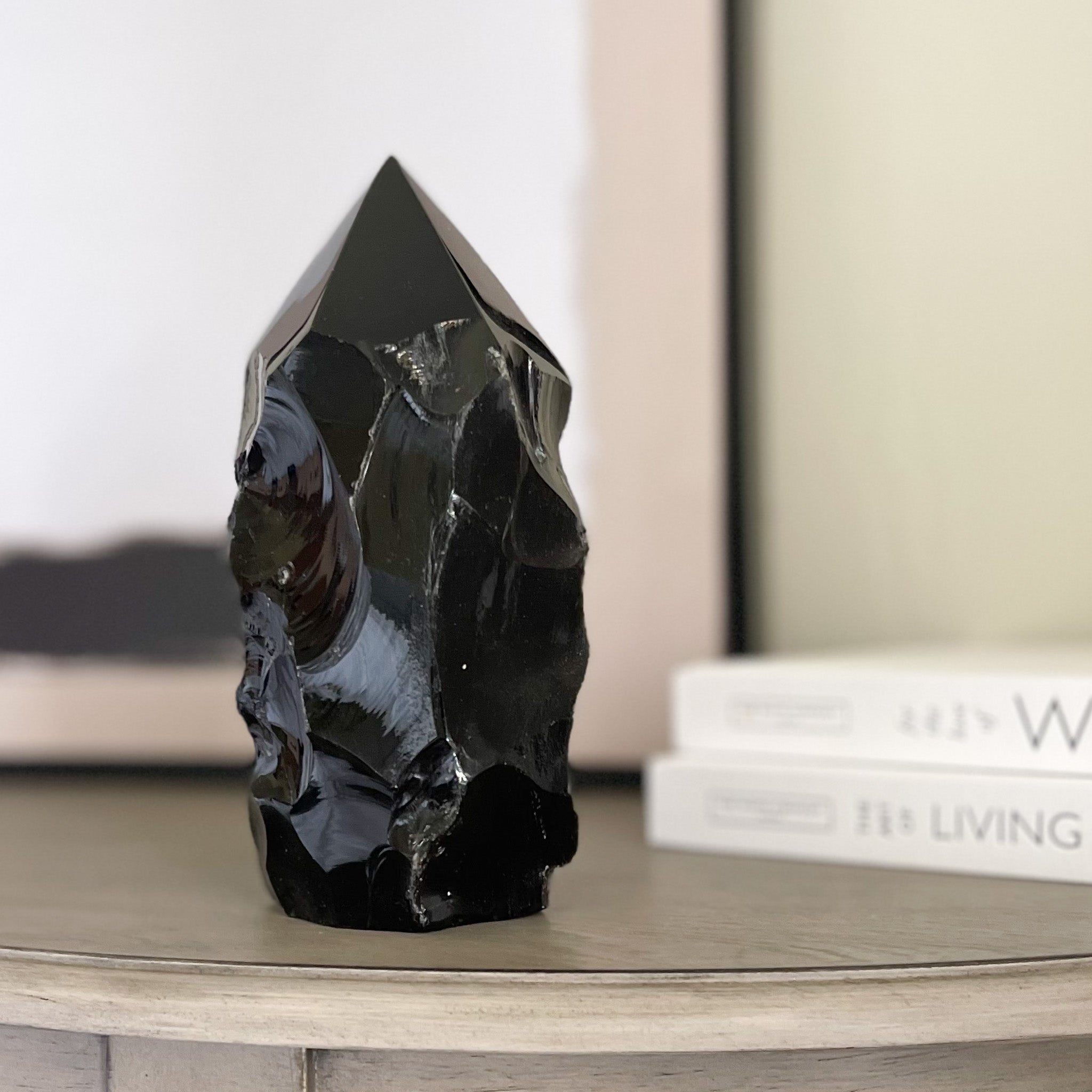 black obsidian statue, natural home decor