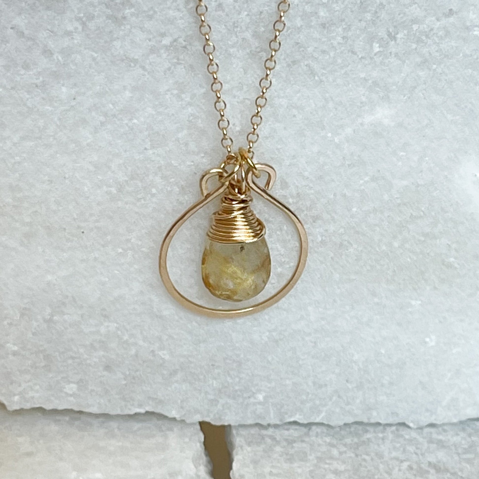 Rutilated Quartz Hoop Necklace - Rare Earth Mercantile