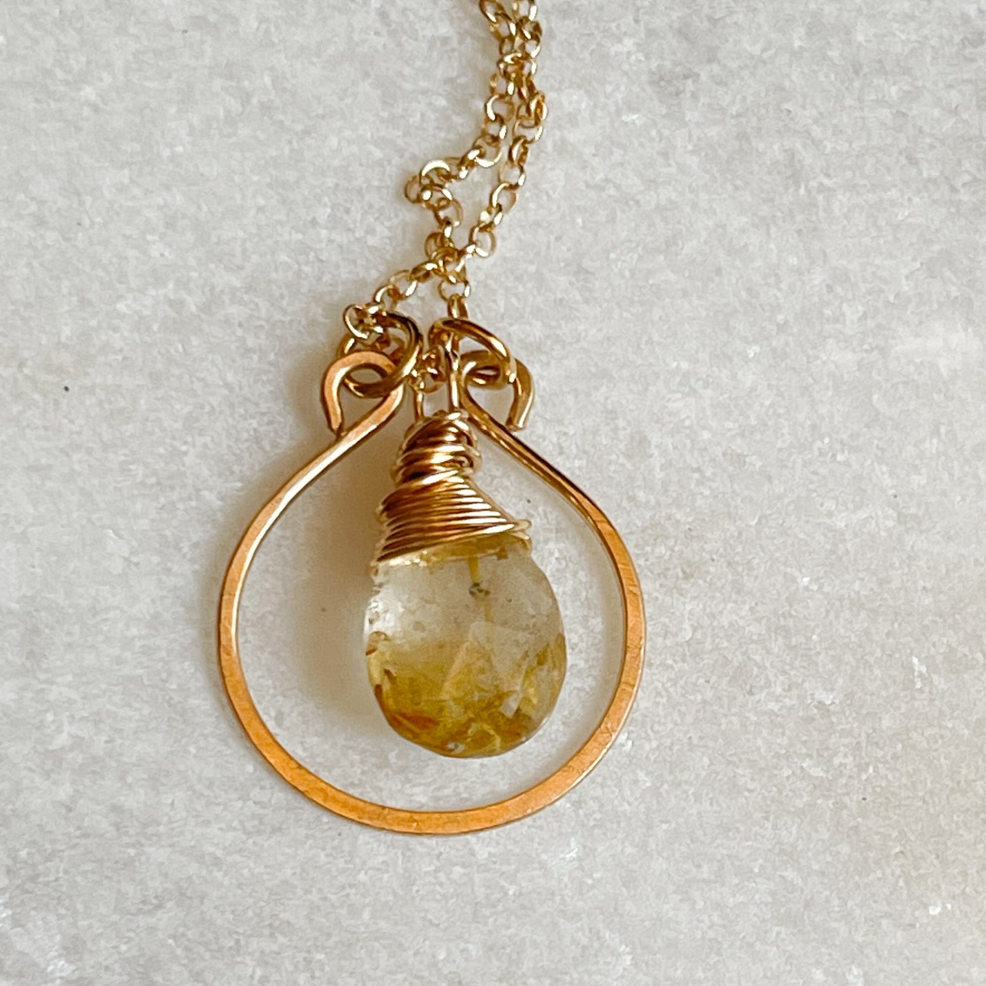Rutilated Quartz Hoop Necklace - Rare Earth Mercantile