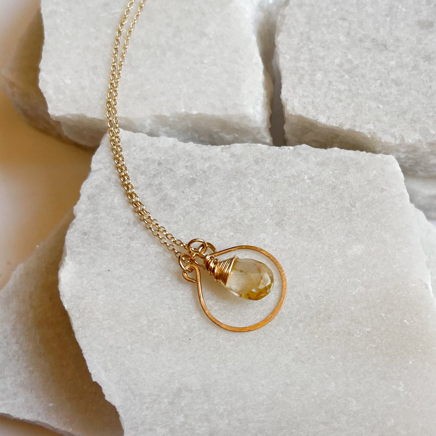Rutilated Quartz Hoop Necklace - Rare Earth Mercantile
