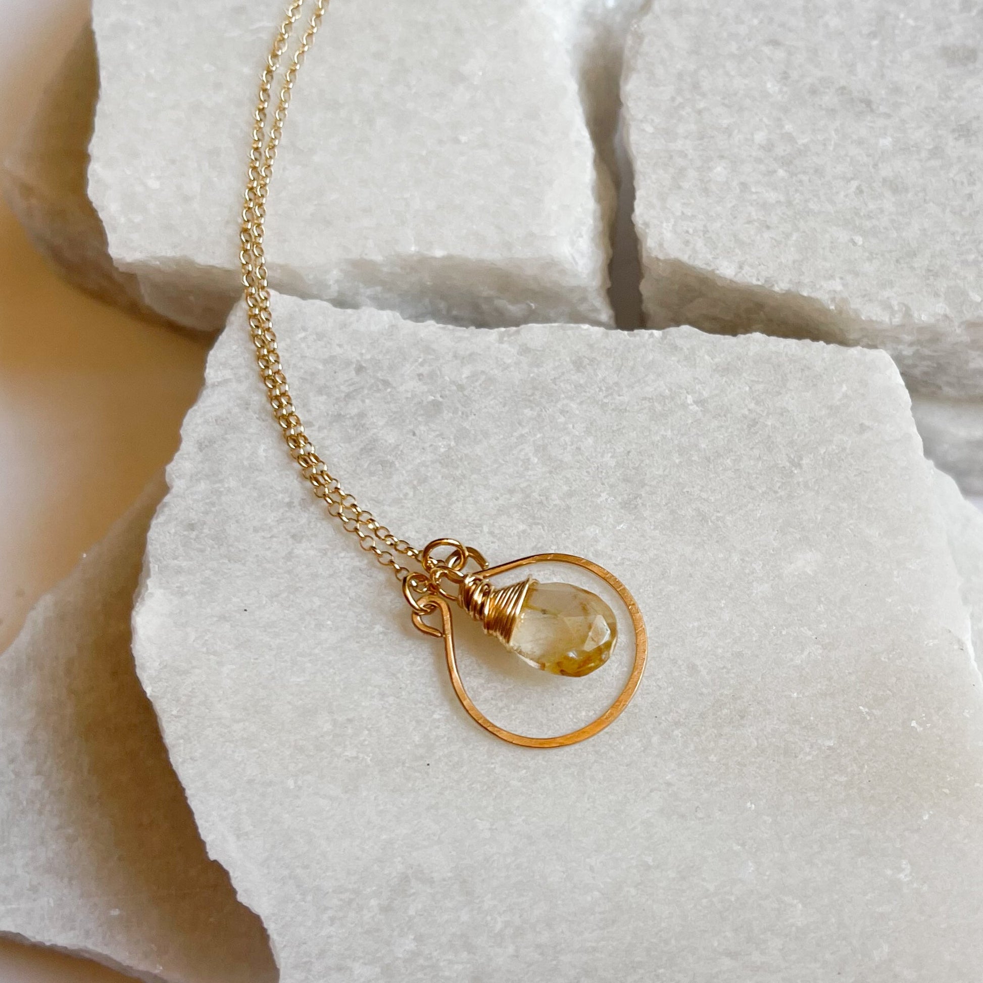 Rutilated Quartz Hoop Necklace - Rare Earth Mercantile