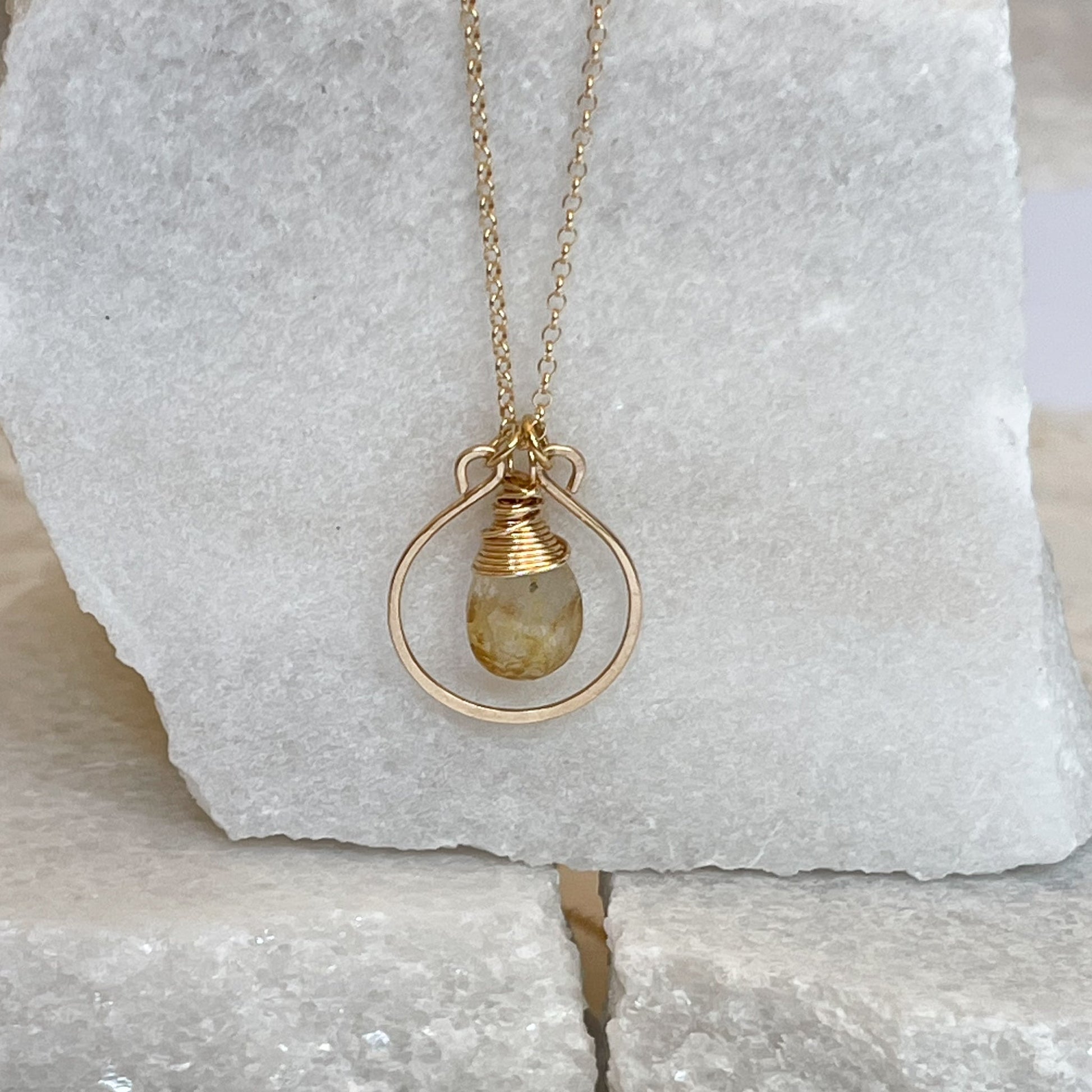 Rutilated Quartz Hoop Necklace - Rare Earth Mercantile