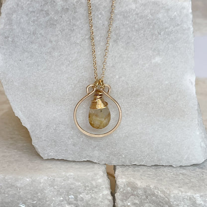 Rutilated Quartz Hoop Necklace - Rare Earth Mercantile