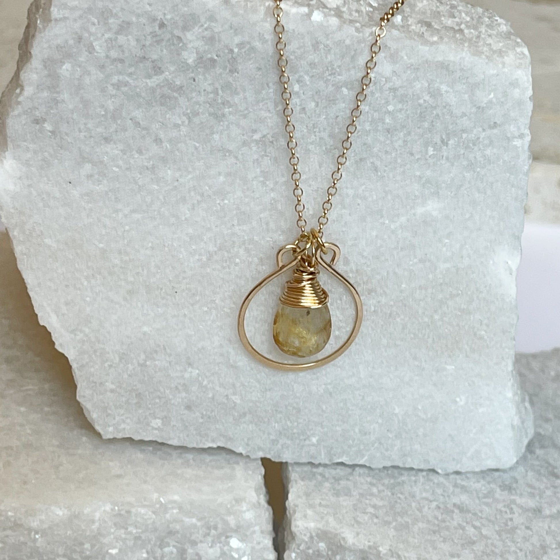 Rutilated Quartz Hoop Necklace - Rare Earth Mercantile