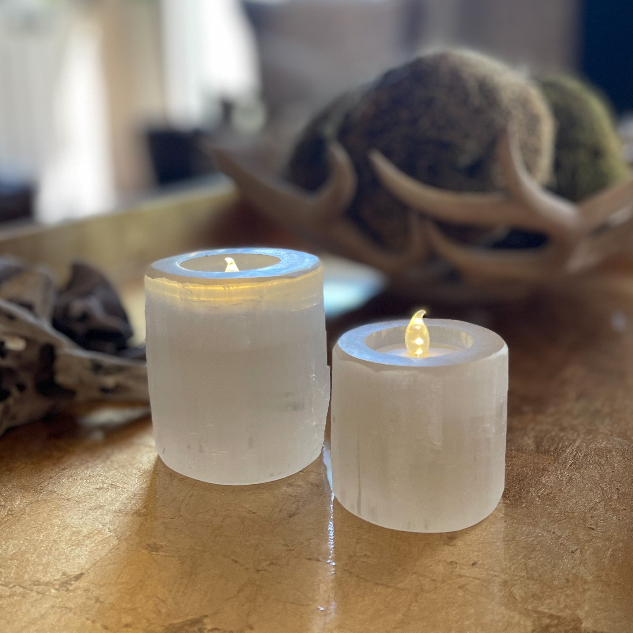 Selenite Candle Holders - Rare Earth Mercantile