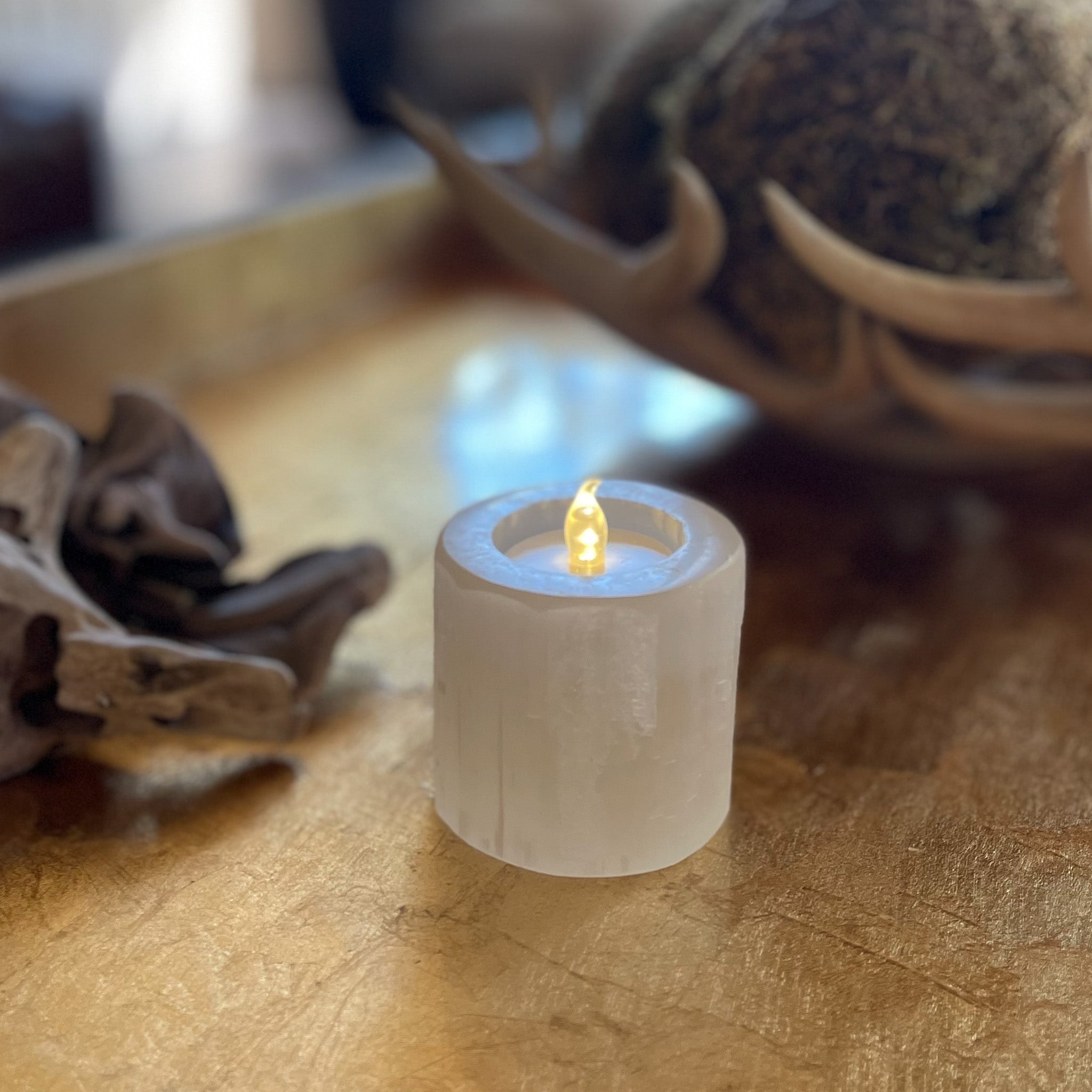 Selenite Candle Holders - Rare Earth Mercantile