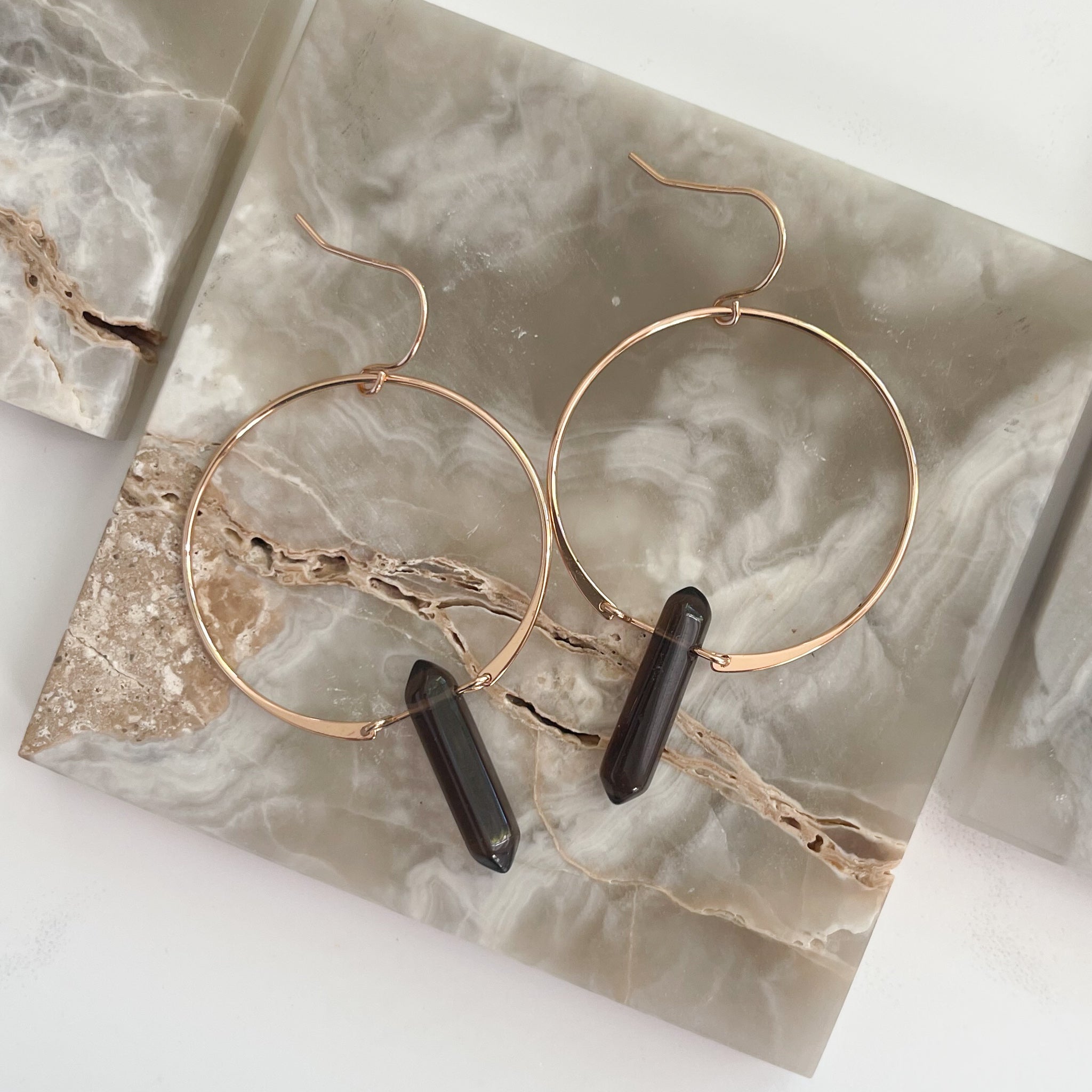Smoky Quartz Hoop Earrings - Rare Earth Mercantile