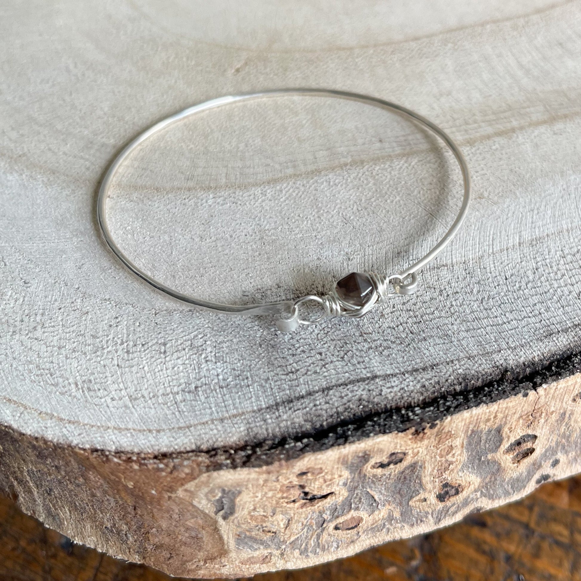 smoky quartz gemstone bracelet, stacking gemstone bracelet