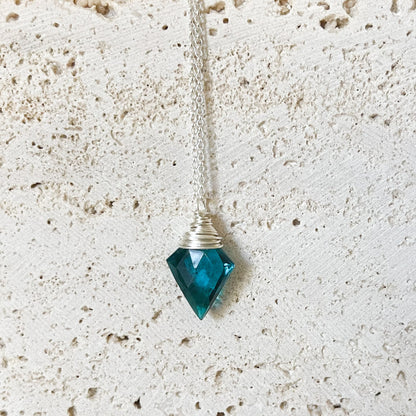 Teal Quartz Silver Arrow Necklace