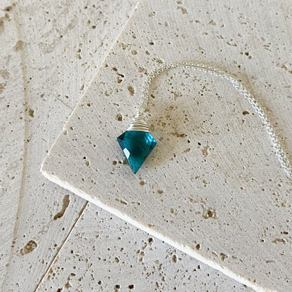 Teal Quartz Silver Arrow Necklace