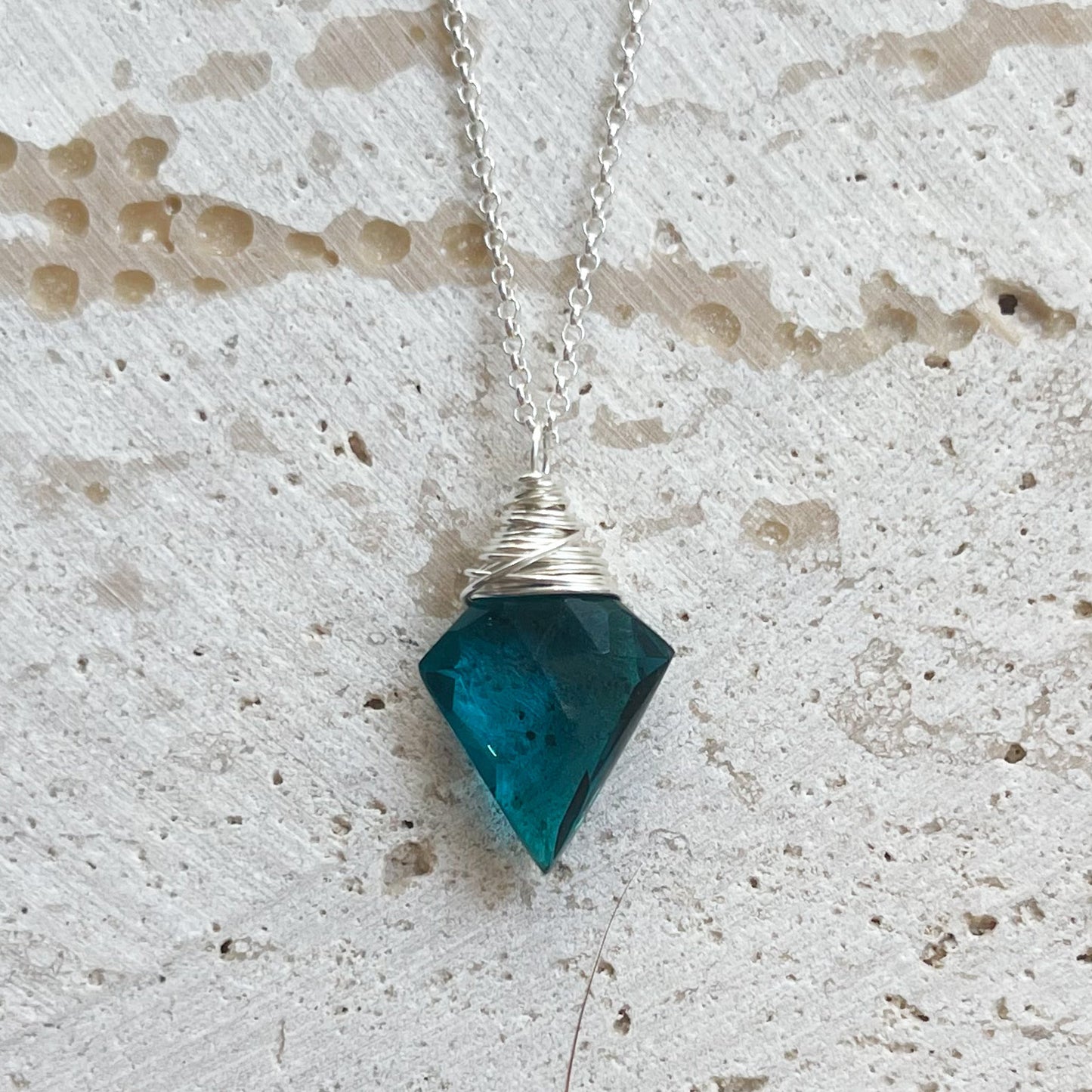 Teal Quartz Silver Arrow Necklace