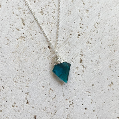 Teal Quartz Silver Arrow Necklace