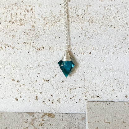 Teal Quartz Silver Arrow Necklace