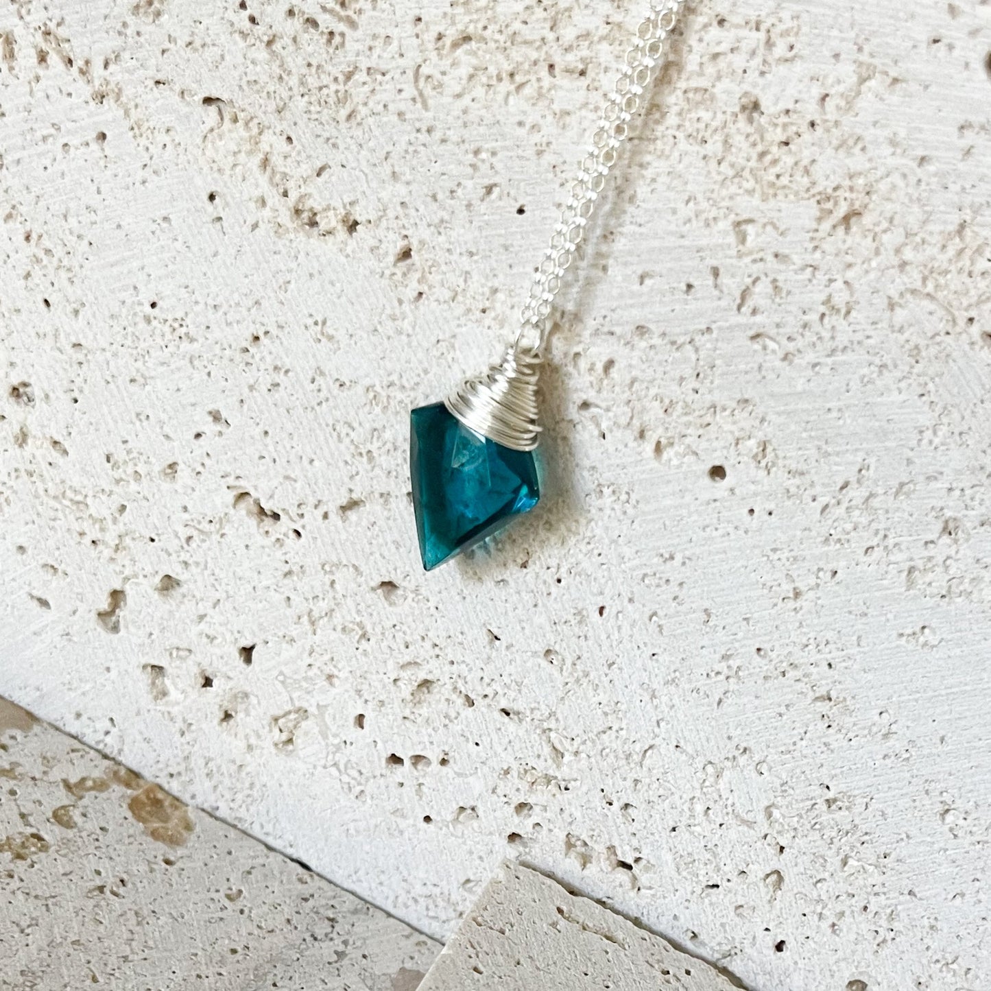 Teal Quartz Silver Arrow Necklace
