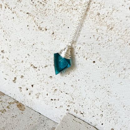 Teal Quartz Silver Arrow Necklace