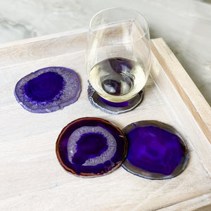 Vibrant Purple Agate Coaster Set - Rare Earth Mercantile