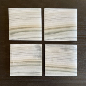Open image in slideshow, natural white onyx coasters, onyx home accents
