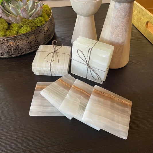 White Onyx Coaster Set - Rare Earth Mercantile