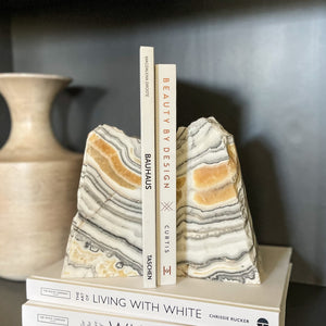 mexican zebra onyx bookend pair, natural home accents